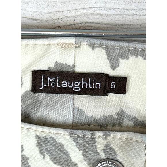 J. McLaughlin Womens 6 Lexi Jean Cream/Gray Animal Print Stretch Slim Leg Denim - Picture 3 of 5